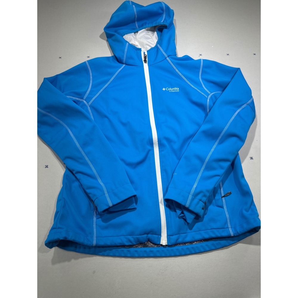 Columbia Titanium Omni-Heat Softshell Jacket Blue XL Omni-Shield Hooded Zip Up